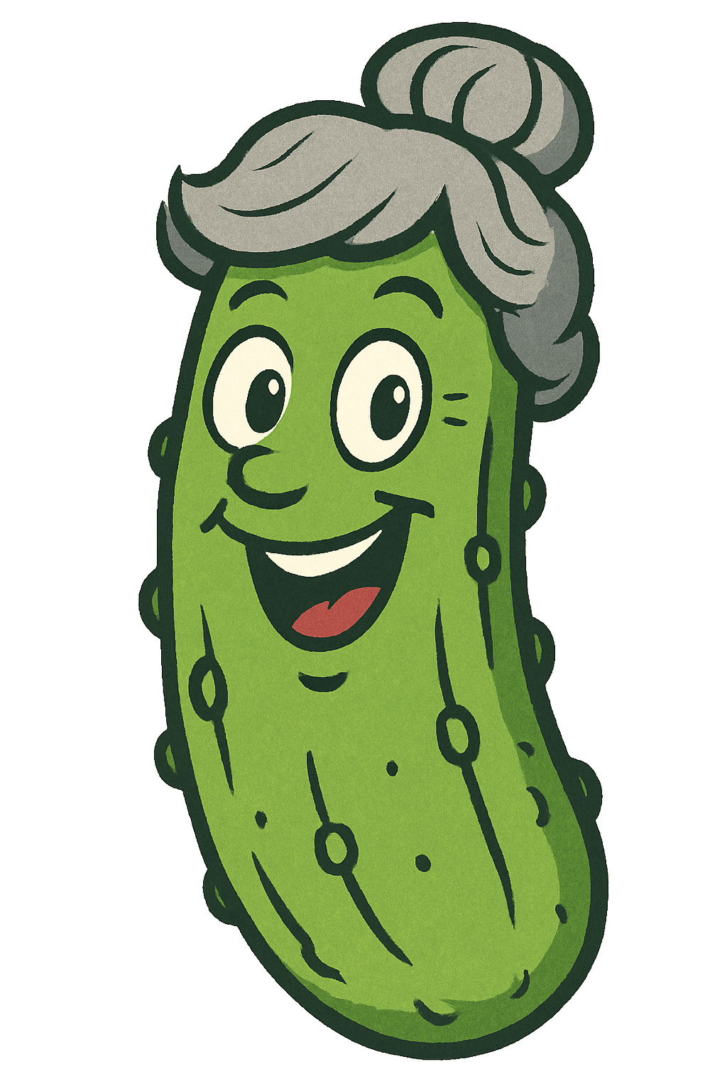 Friendly pickle character with glasses and a shamrock